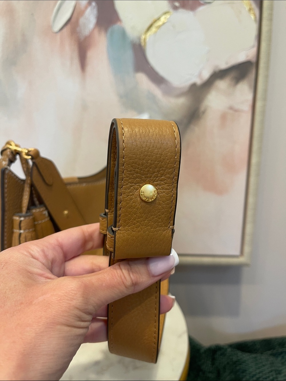 Tory Burch Thea Tan Pebbled Leather Crossbody with Tassels - Picture 2 of 8